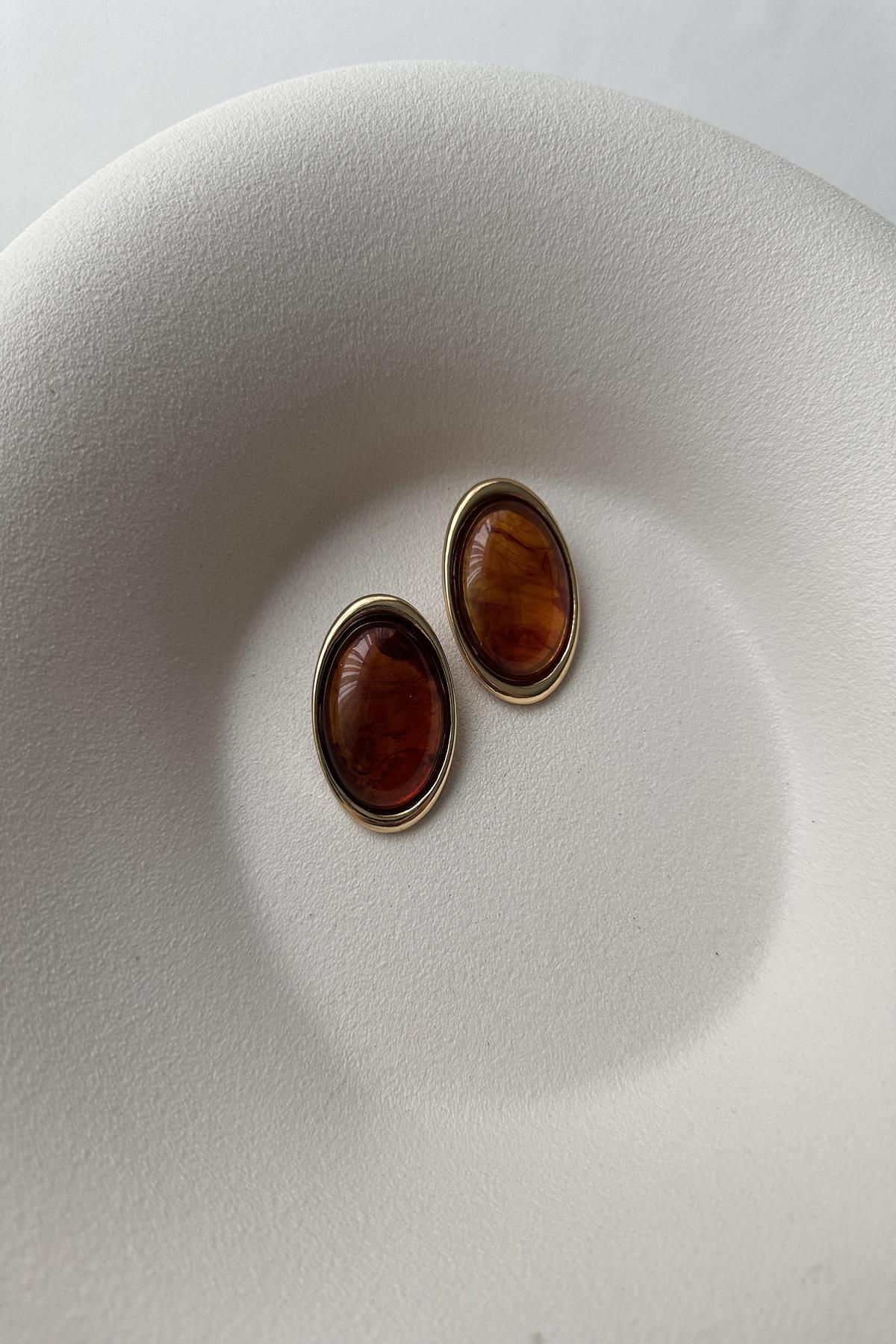 KAHVERENGİ BÜYÜK OVAL KÜPE