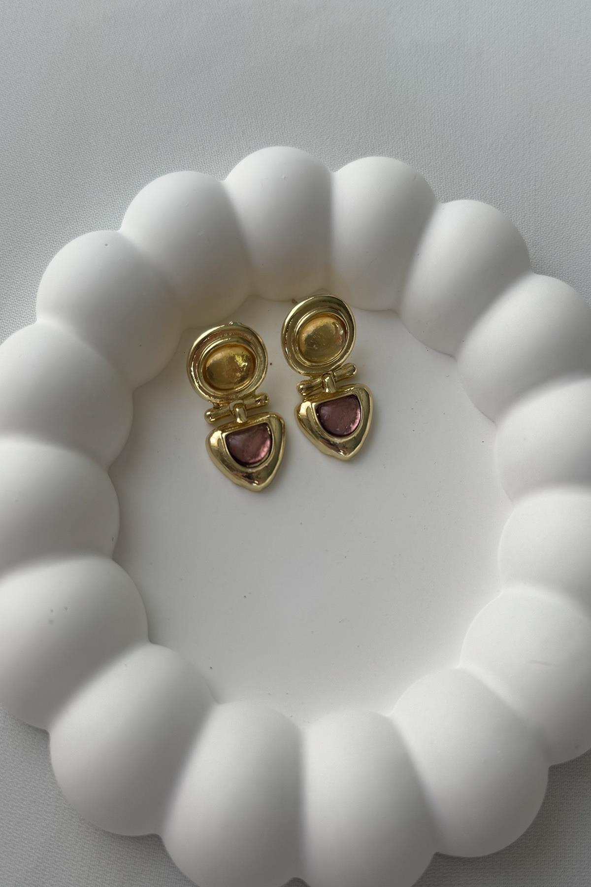 MOR TAŞLI GOLD KÜPE