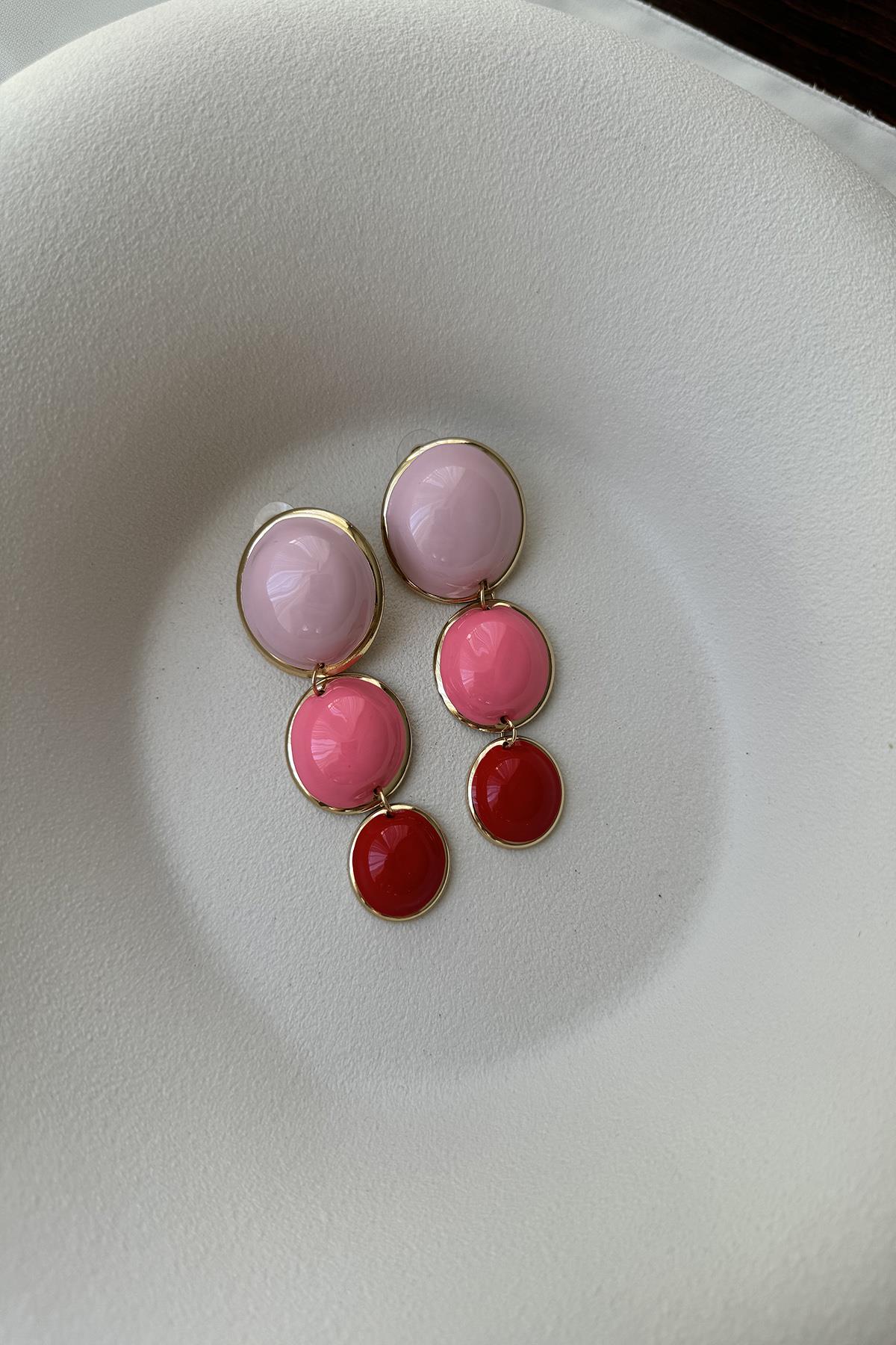 PEMBE  TONLU YUVARLAK SALLANTILI KÜPE