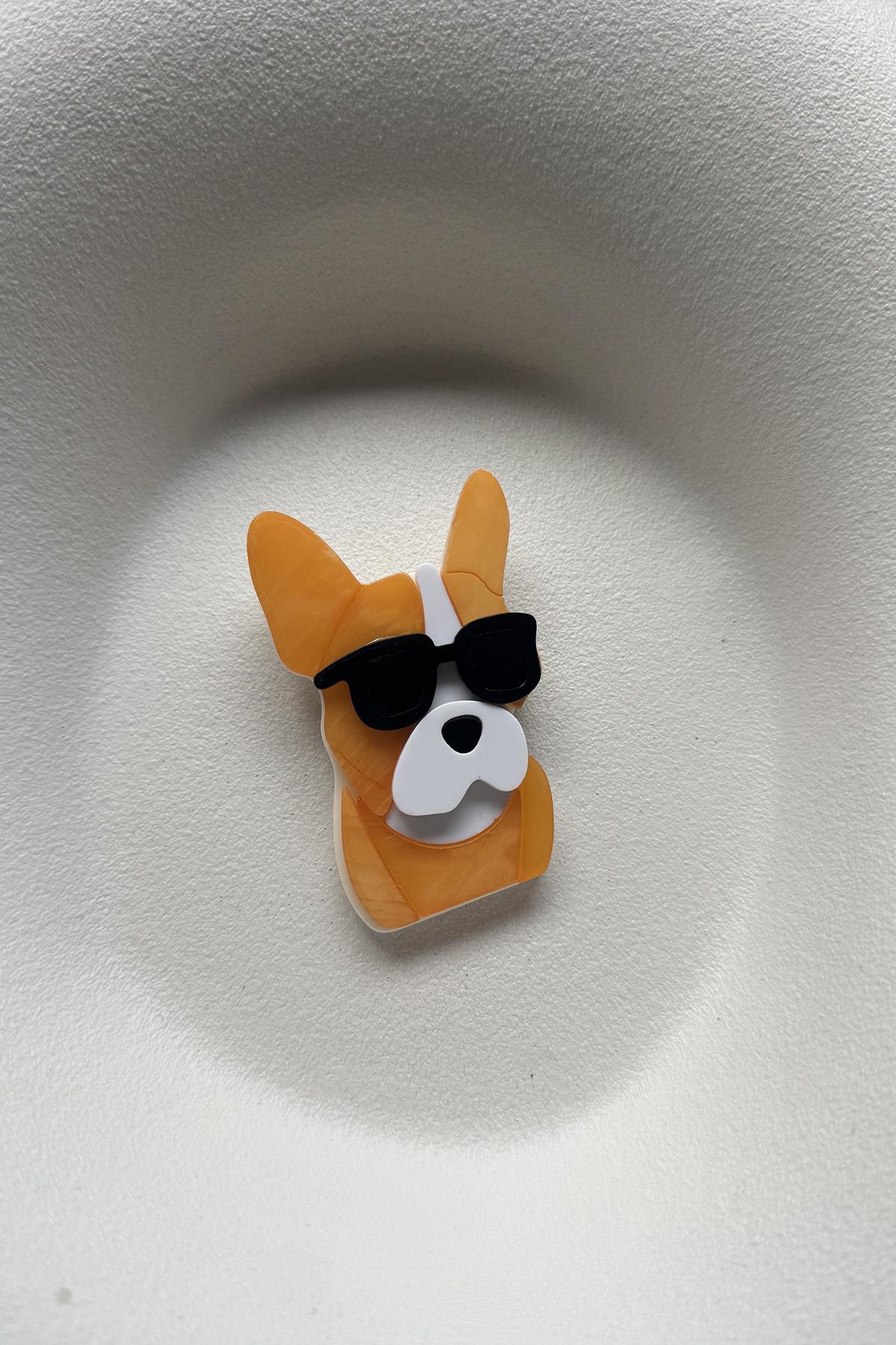 POP ART TURUNCU KÖPEK BROŞ