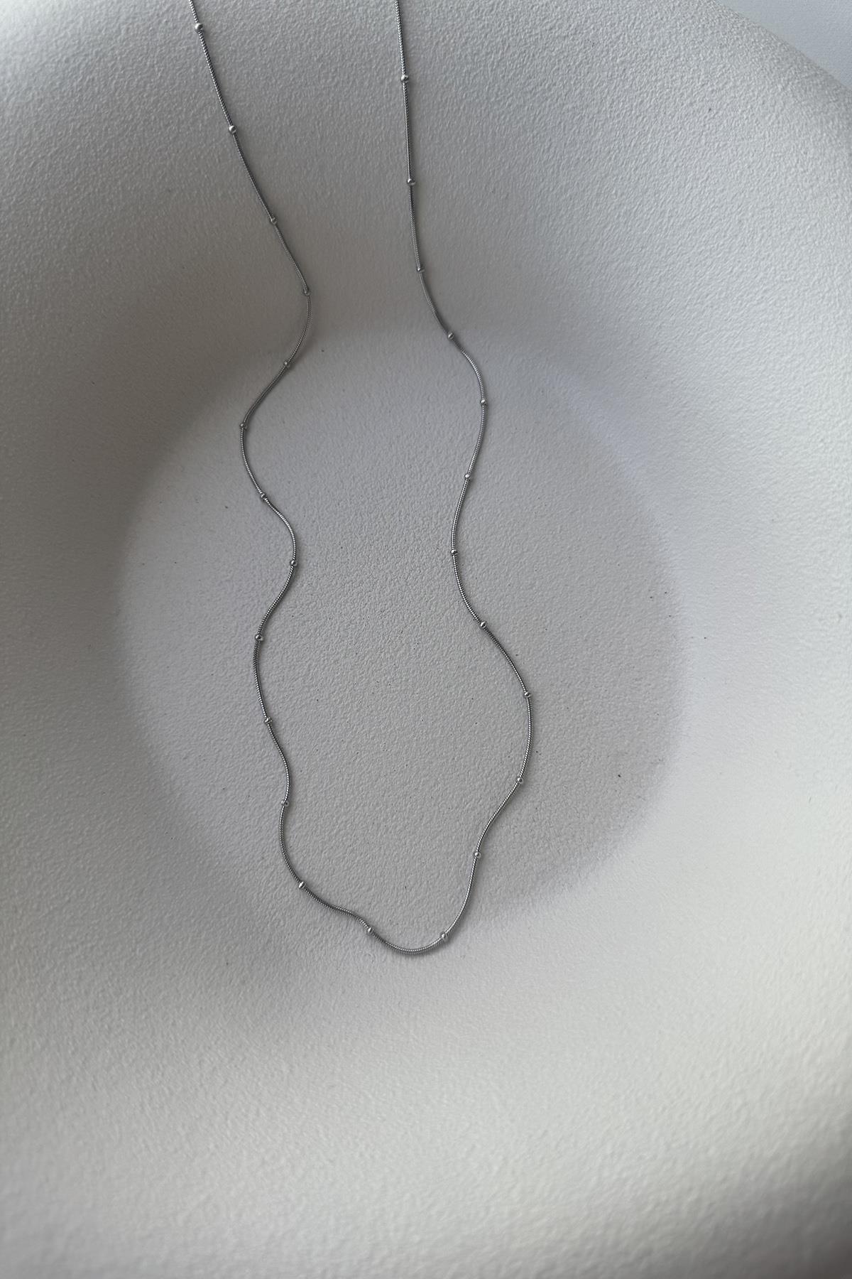 TOPÇUK ZİNCİR 60 CM SİLVER ÇELİK KOLYE