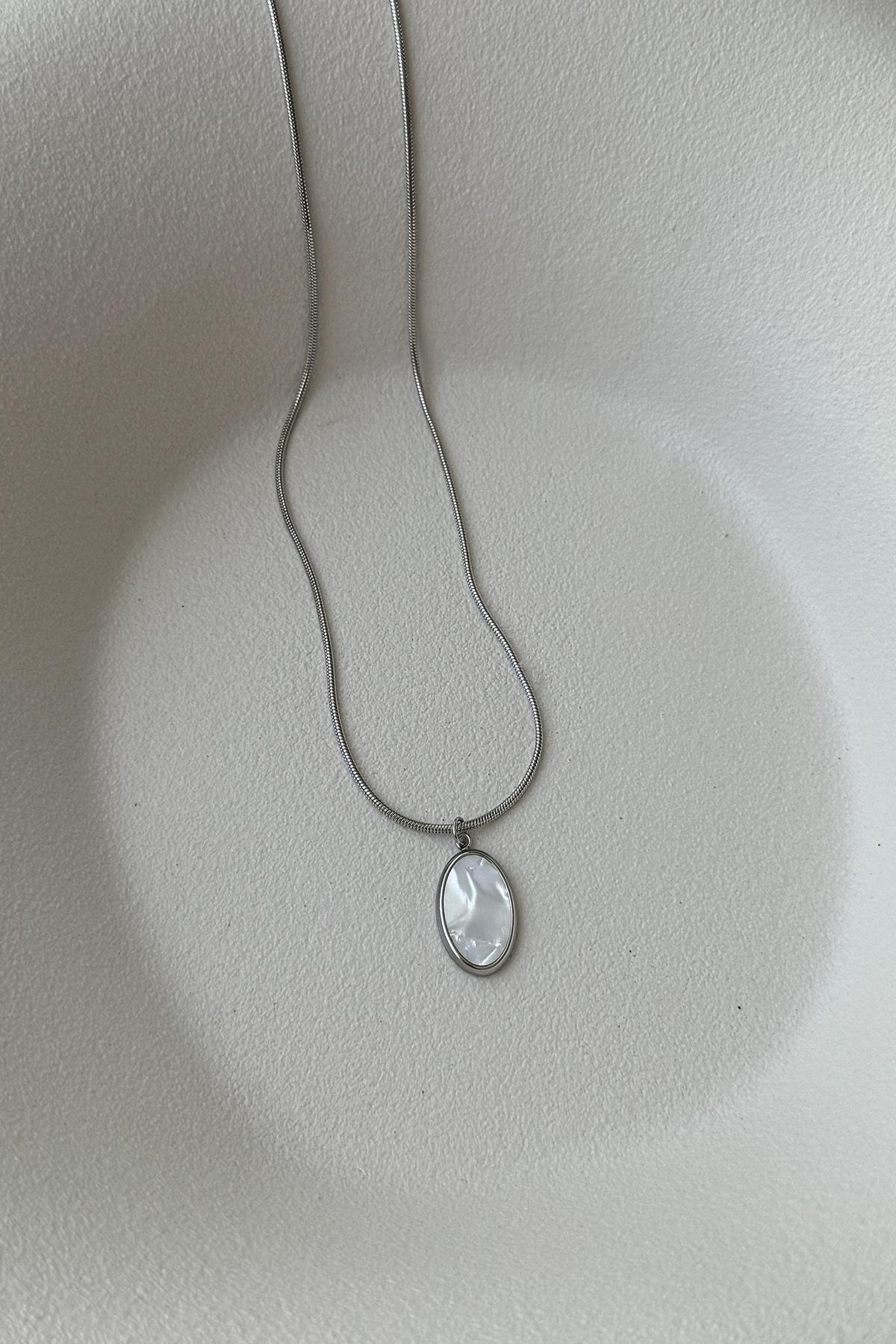YILAN ZİNCİR OVAL SDEFLİ SİLVER ÇELİK KOLYE