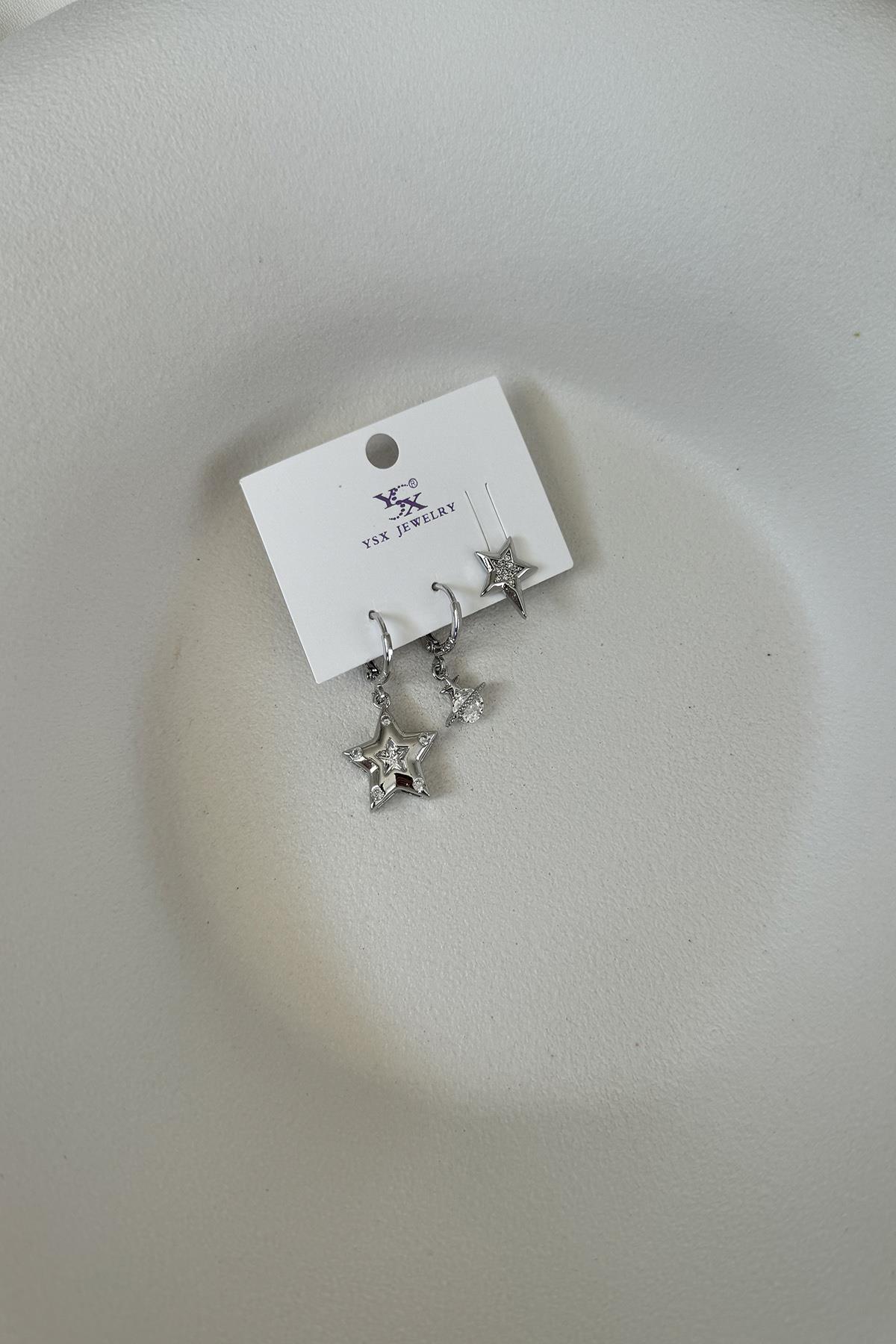 YILDIZLI ÜÇLÜ SET KÜPE