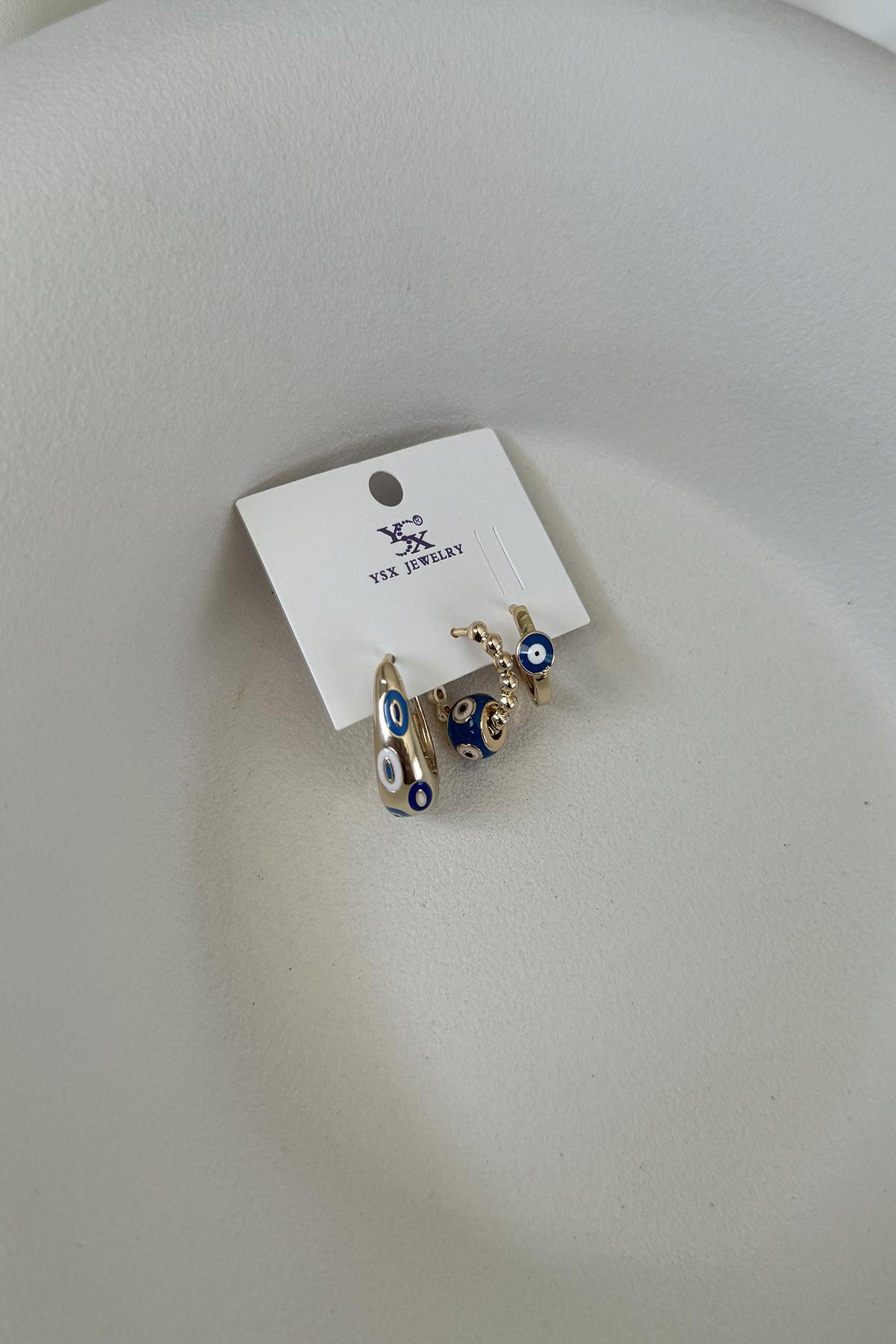 YSX NAZARLI ÜÇLÜ SET KÜPE