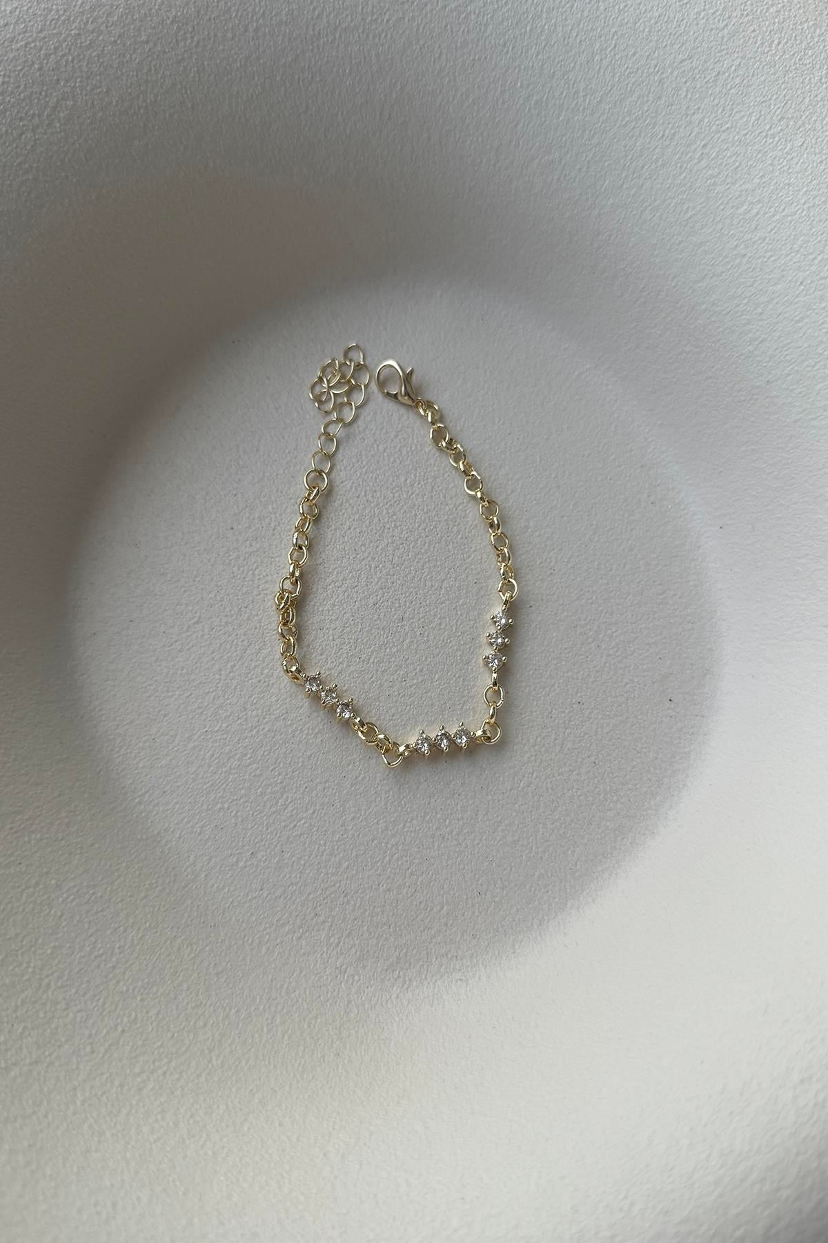 ZARİF TAŞ DETAY GOLD BİLEKLİK