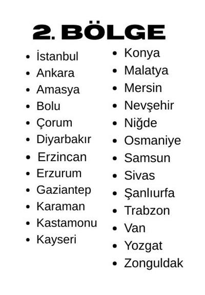 2. Bölge Erkam Takvimi (2. Bölge)