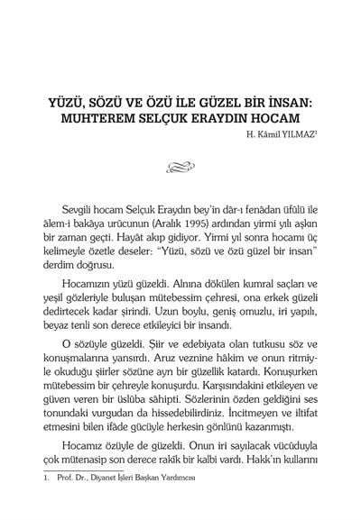 Hocamız Selçuk Eraydın - Prof. Dr. Hasan Kamil Yılmaz