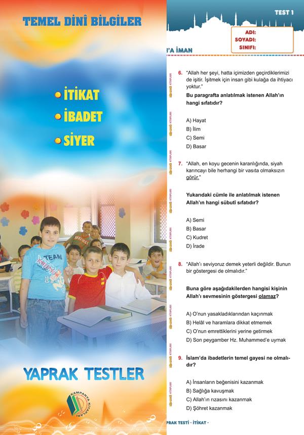 Temel Dini Bilgiler (Yaprak Test) - Komisyon