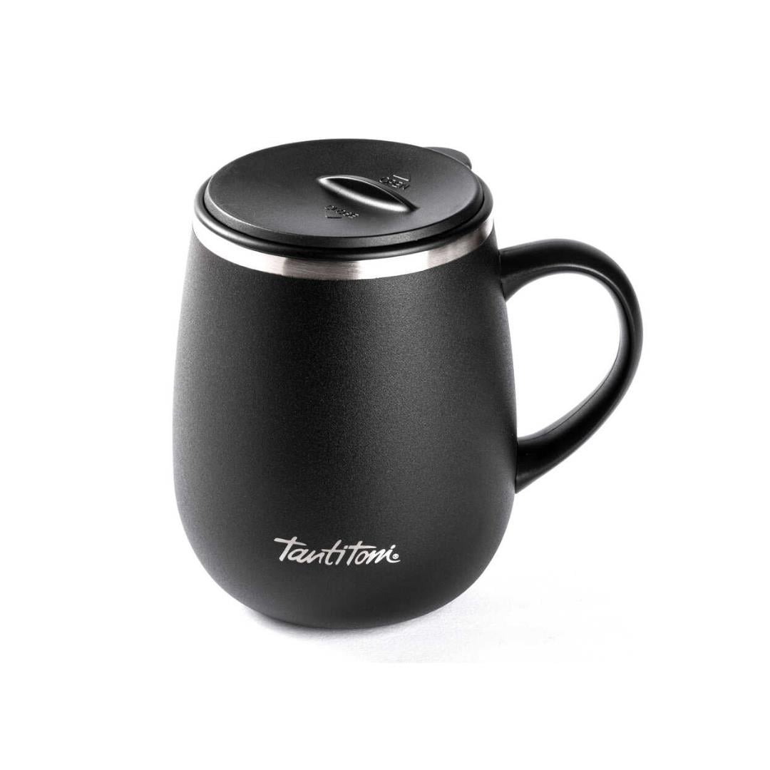 024-01-Siyah Çift Katmanlı Kapaklı Termos Bardak 470Ml