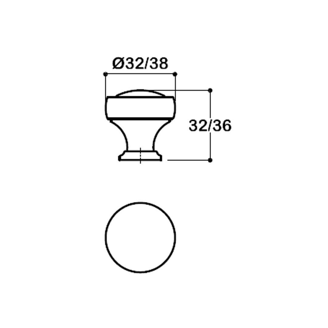 1915 Tek Delikli Düğme Kulp Parlak Nikel Renk Çap 32 mm