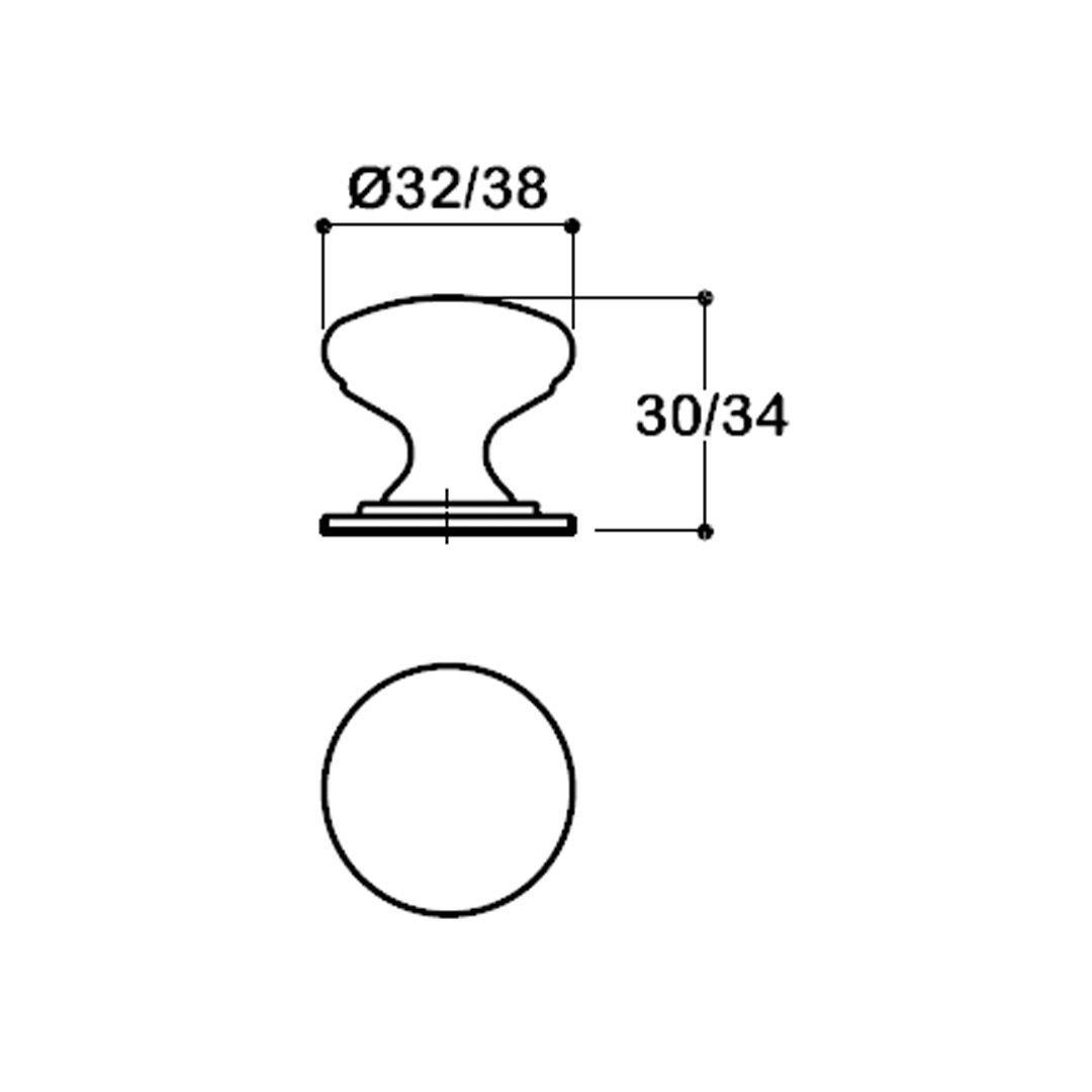 1959 Tek Delikli Düğme Kulp Altın Renk Çap 32 mm