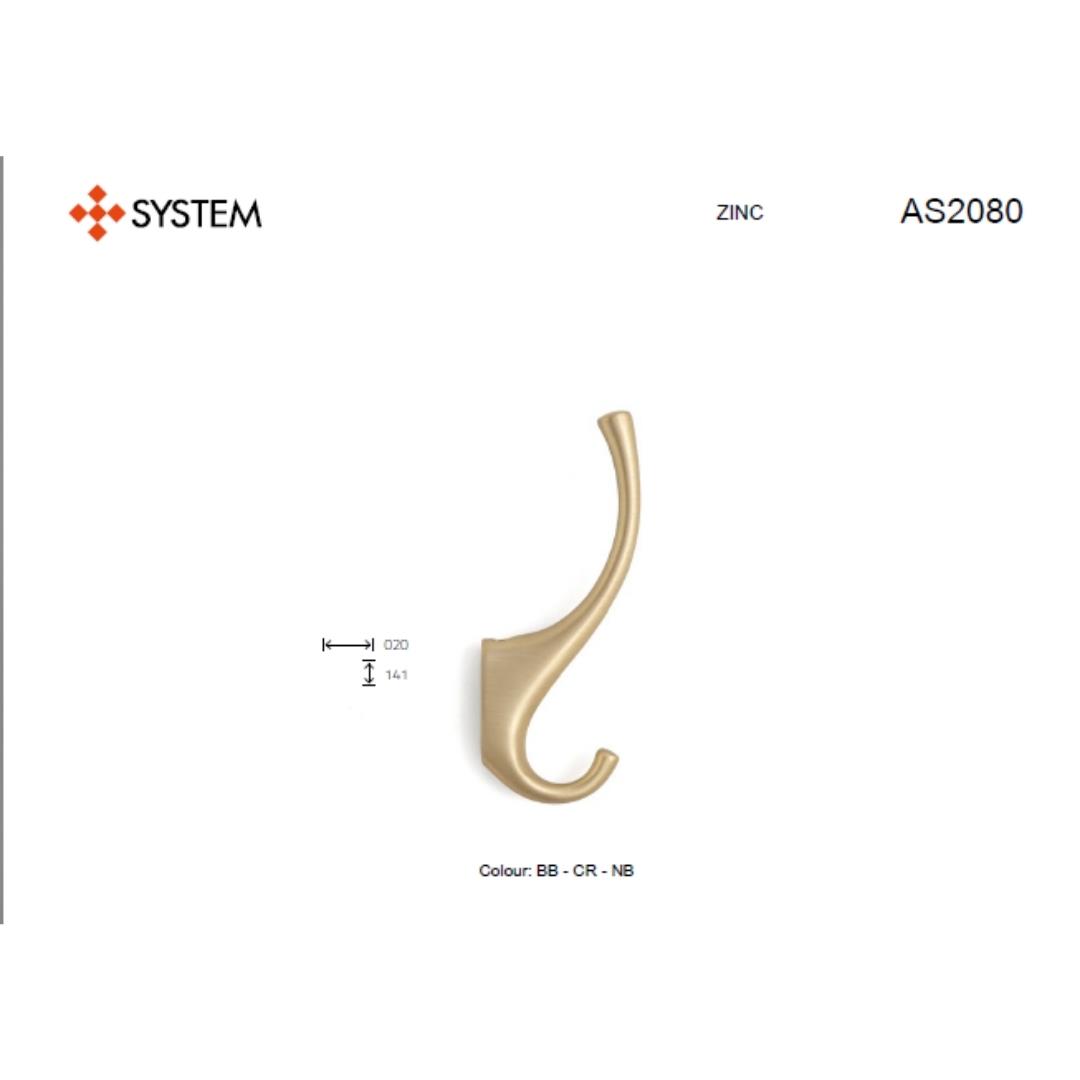 2080 Duvara Monte Portmanto Askılığı Mat Altın Renk Çap 20 Mm