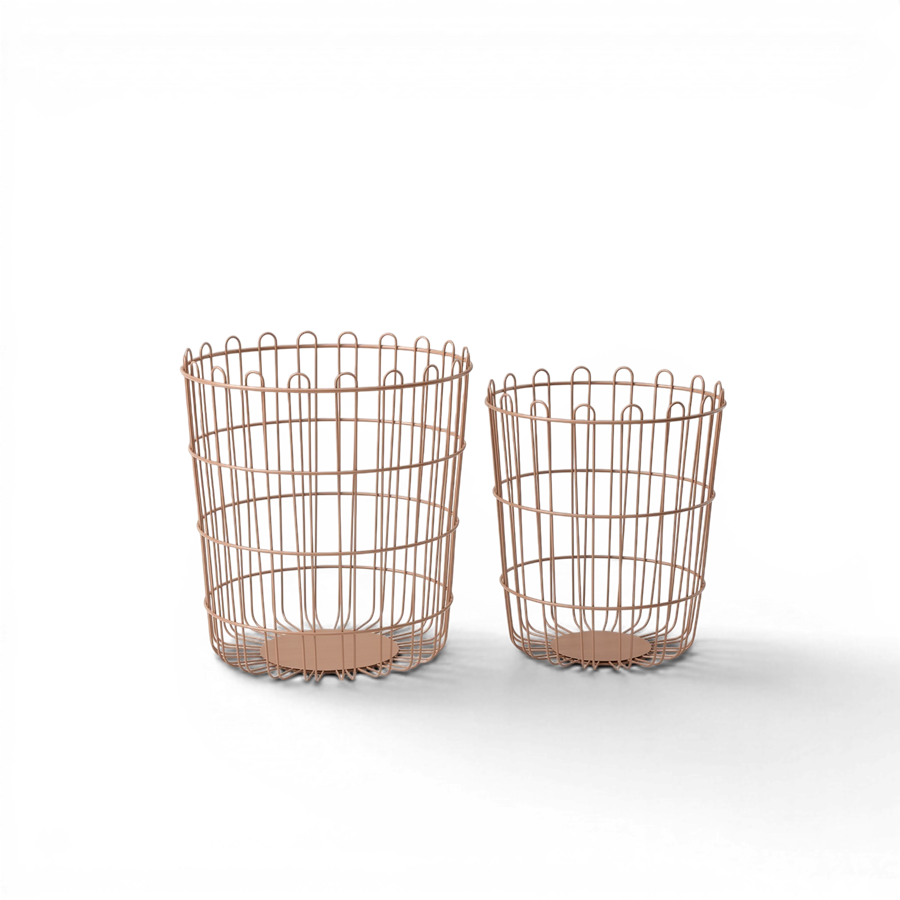 2Li Modern Metal Çamaşır Sepeti Seti - Terracotta