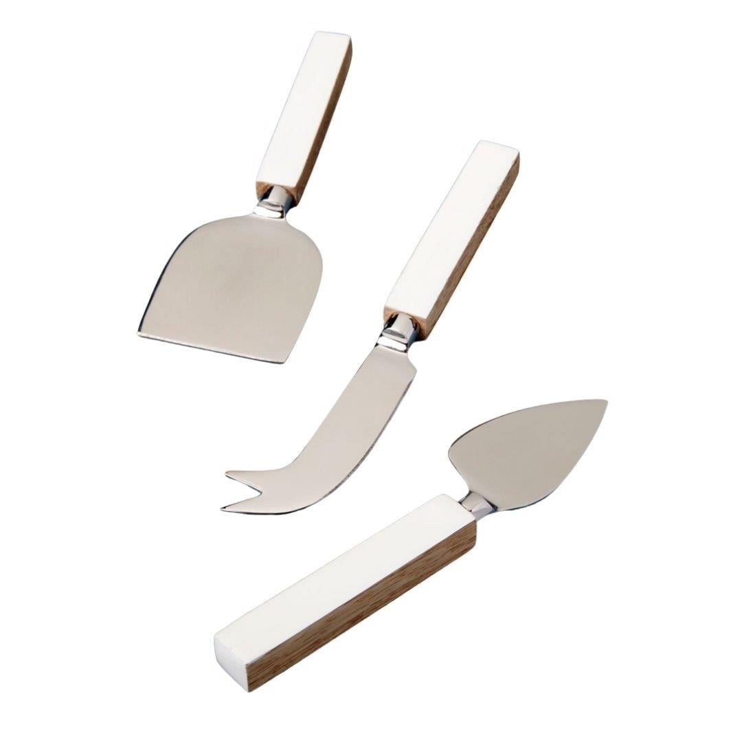 3 Parça Mango Ahşap & Beyaz Peynir Seti 19 Cm