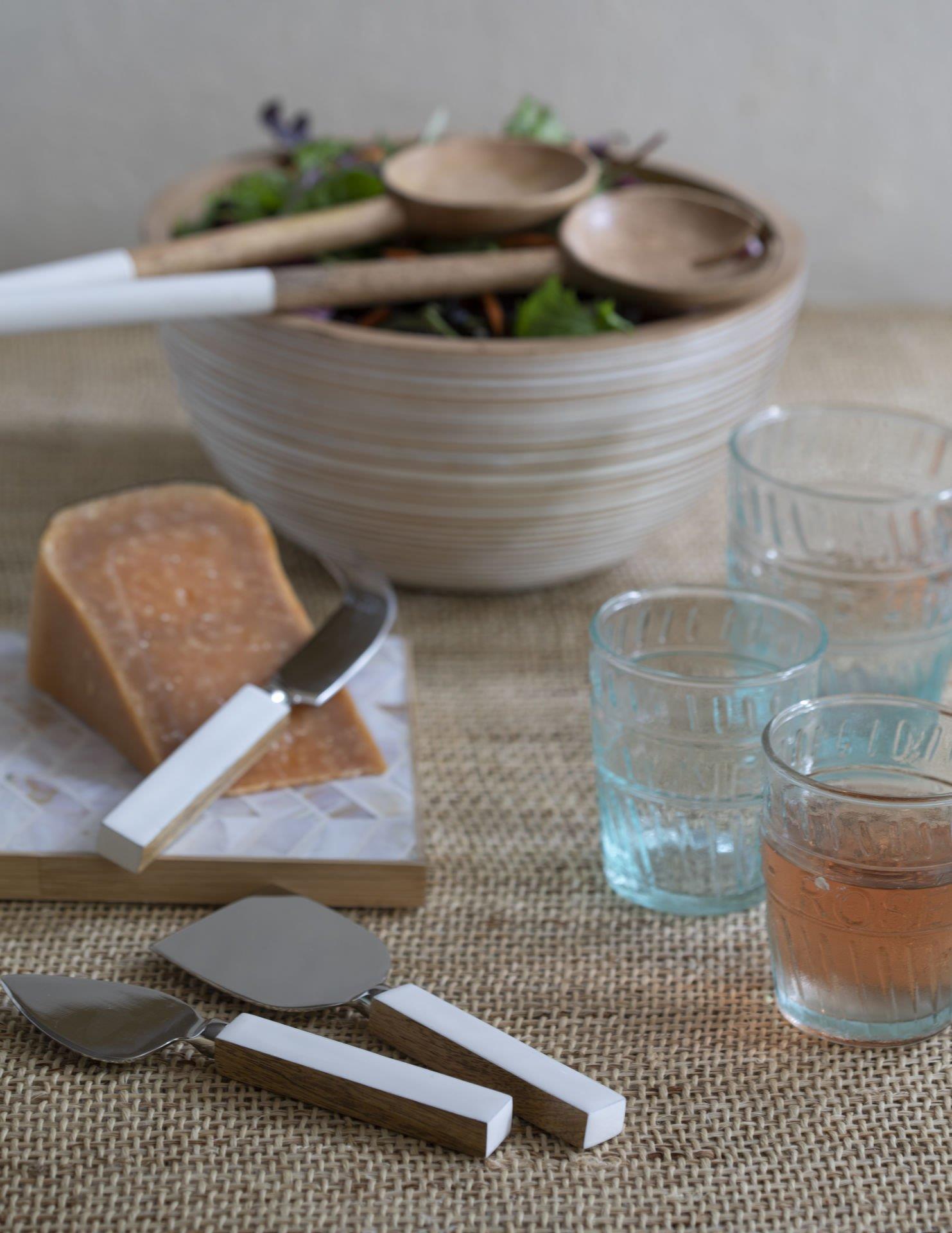 3 Parça Mango Ahşap & Beyaz Peynir Seti 19 Cm