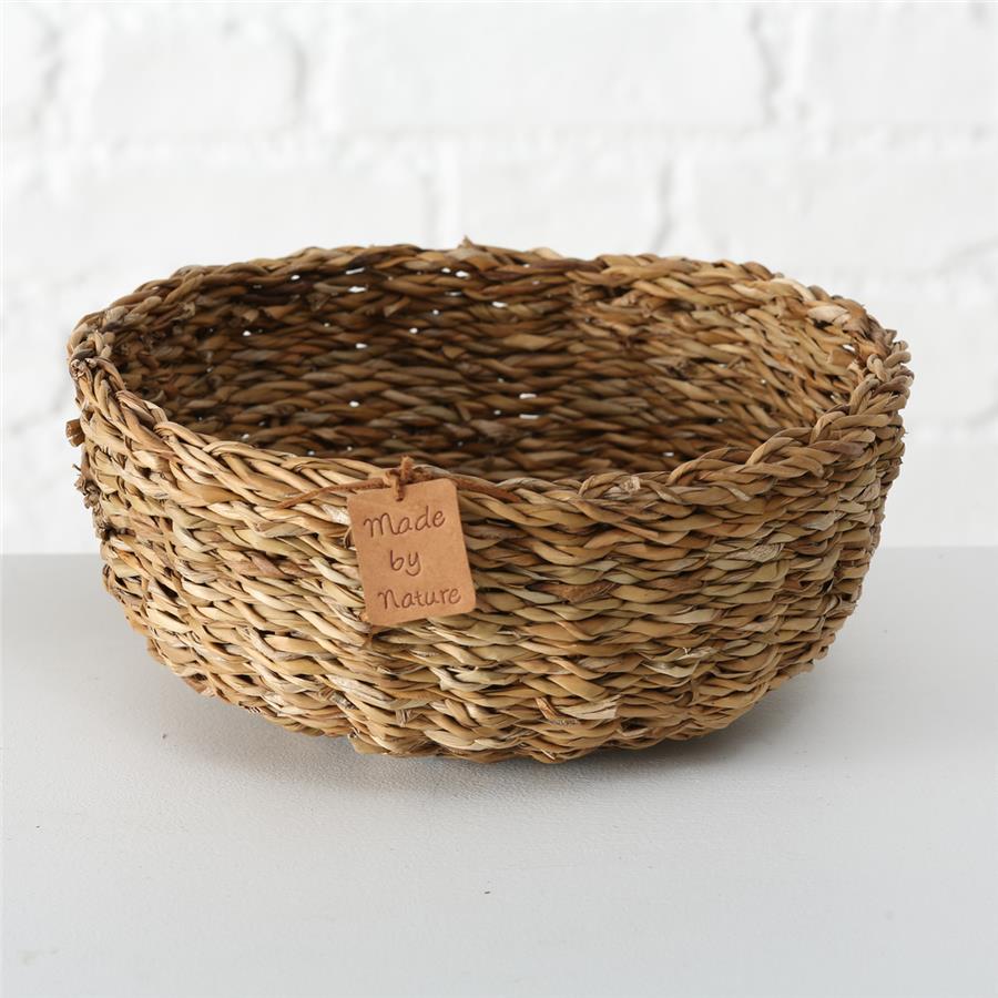 3Lü Doğal Renk Yuvarlak Seagrass Sepet 9X20Cm -11X25Cm-13X30Cm Seti
