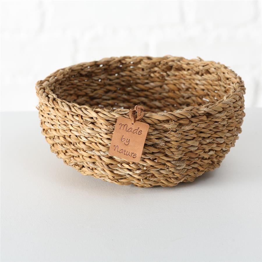3Lü Doğal Renk Yuvarlak Seagrass Sepet 9X20Cm -11X25Cm-13X30Cm Seti