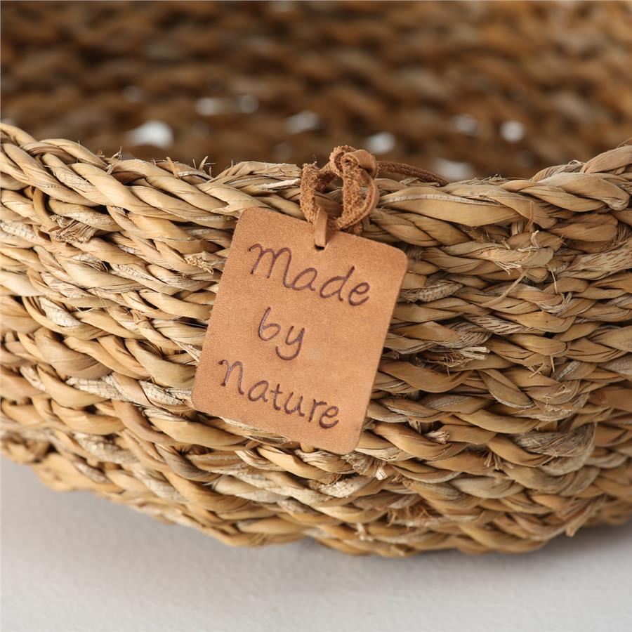 3Lü Doğal Renk Yuvarlak Seagrass Sepet 9X20Cm -11X25Cm-13X30Cm Seti