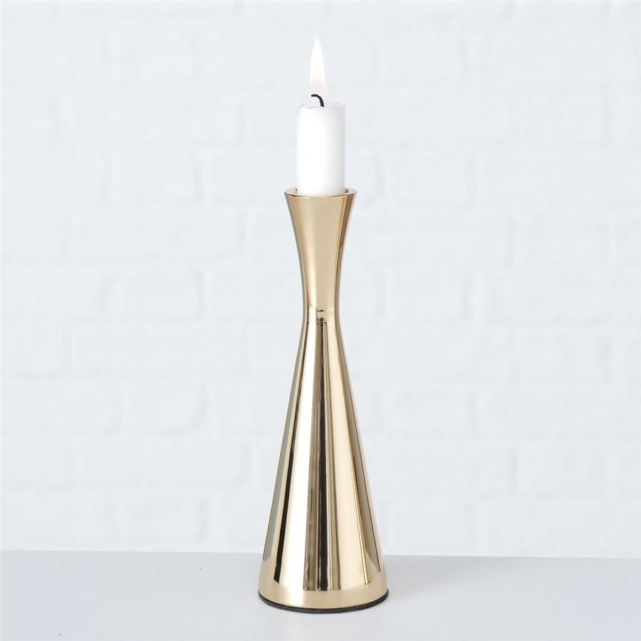 3Lü Gold Yuvarlak Mumluk 20Cm-23Cm-26Cm