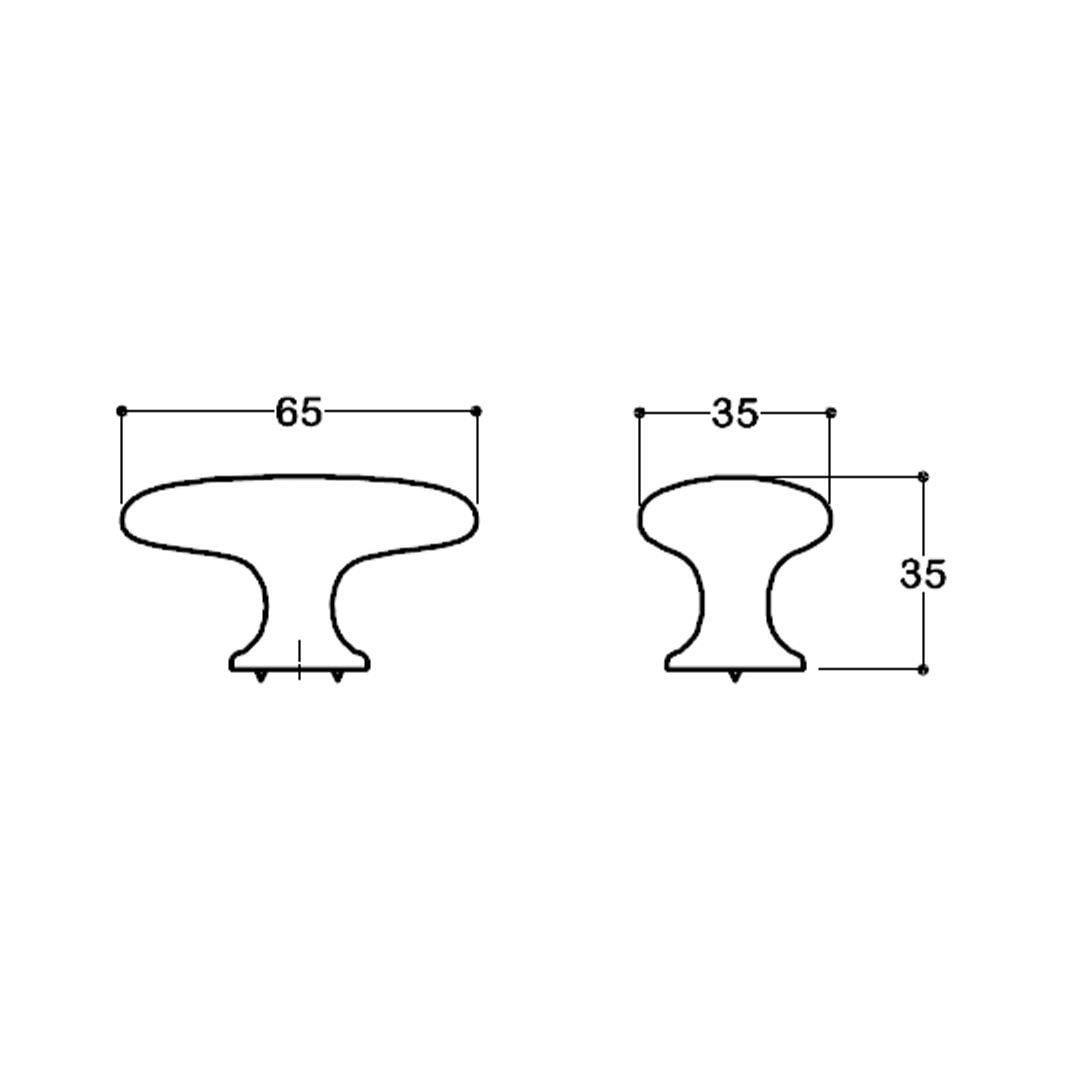 4322 Tek Delikli Düğme Kulp Saten Renk Çap 65 X 35 mm