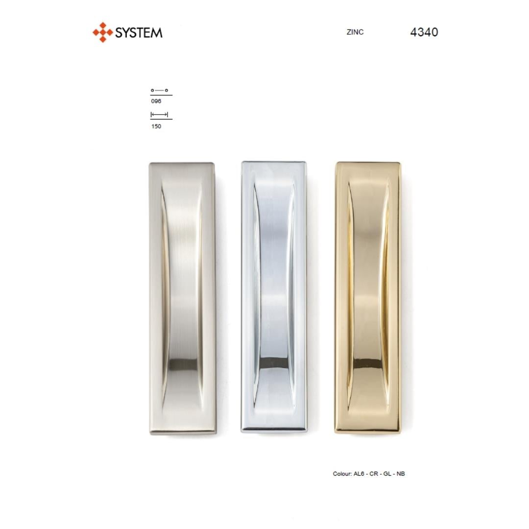 4340 Sürme Kapı Gömme Kulp Saten Renk 96 mm