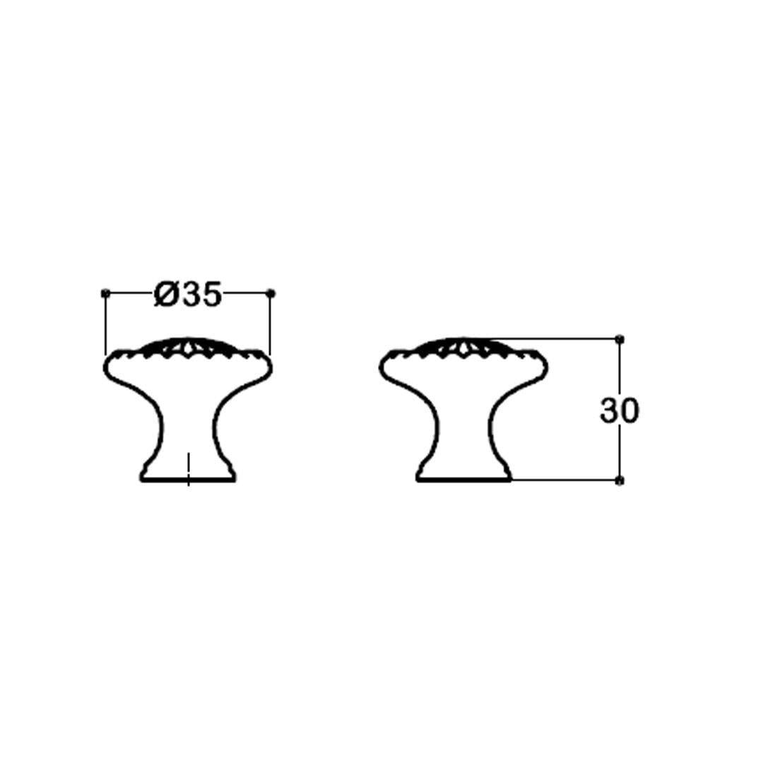 4456 Tek Delikli Düğme Kulp Antik Renk Çap 35 mm