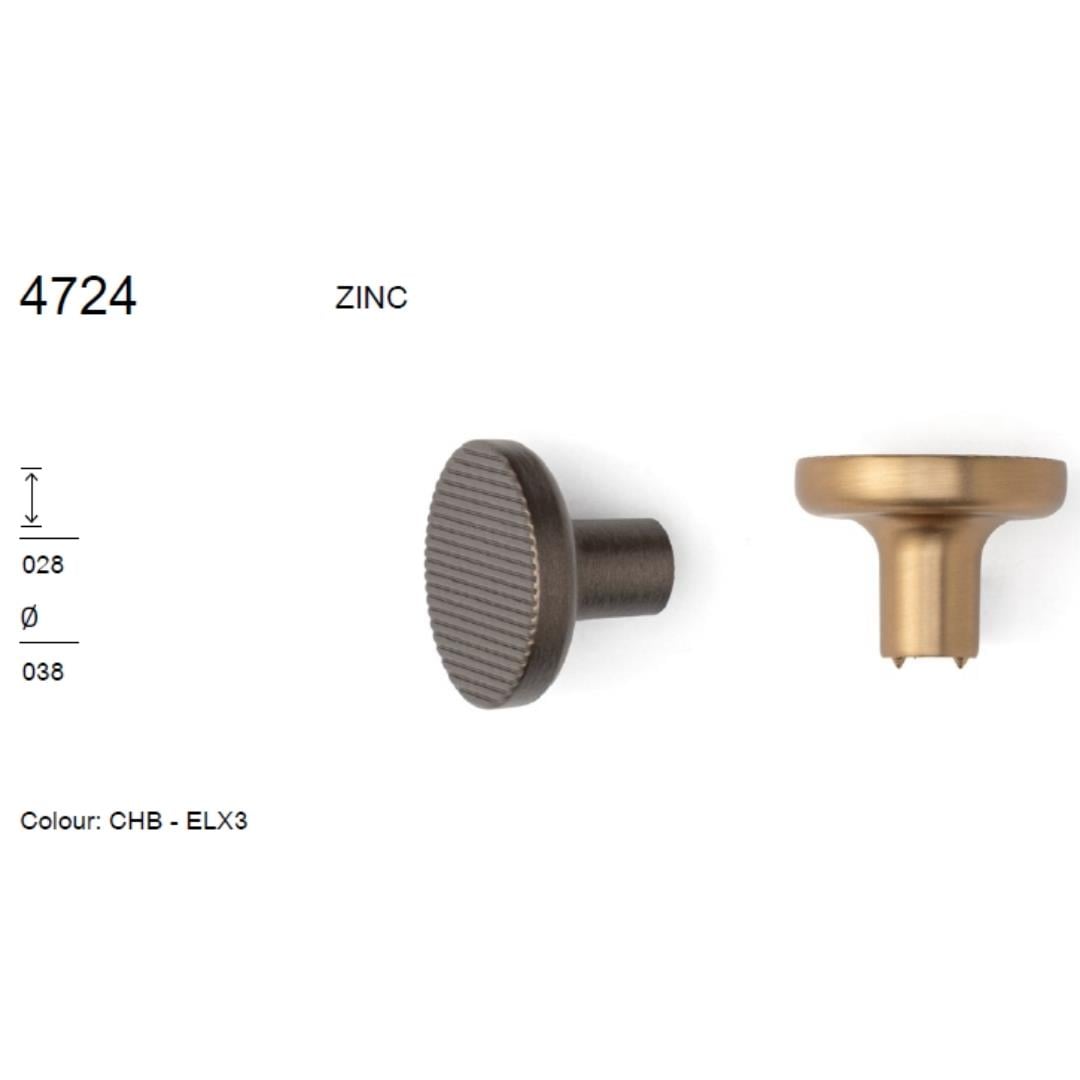 4724 Zamak Düğme Kulp Koyu Bronz Saten Renk Çap: 38 mm