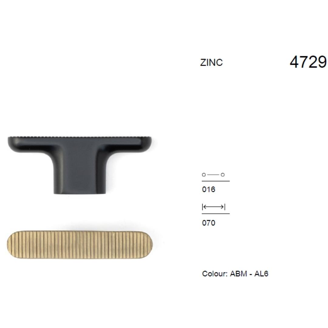 4729 Zamak T Kulp Siyah Renk 7 cm