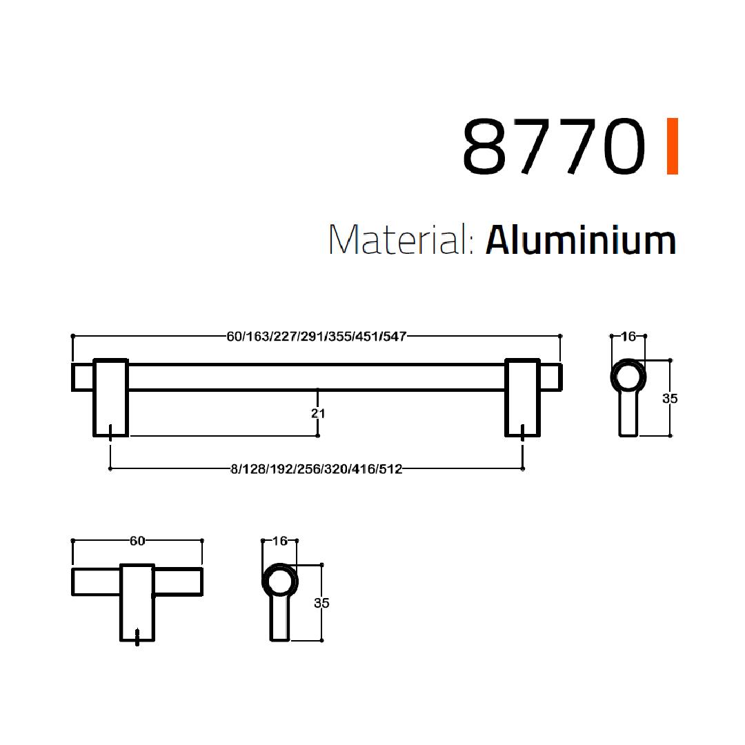 8770 T Kulp Siyah Renk Çap 60 mm