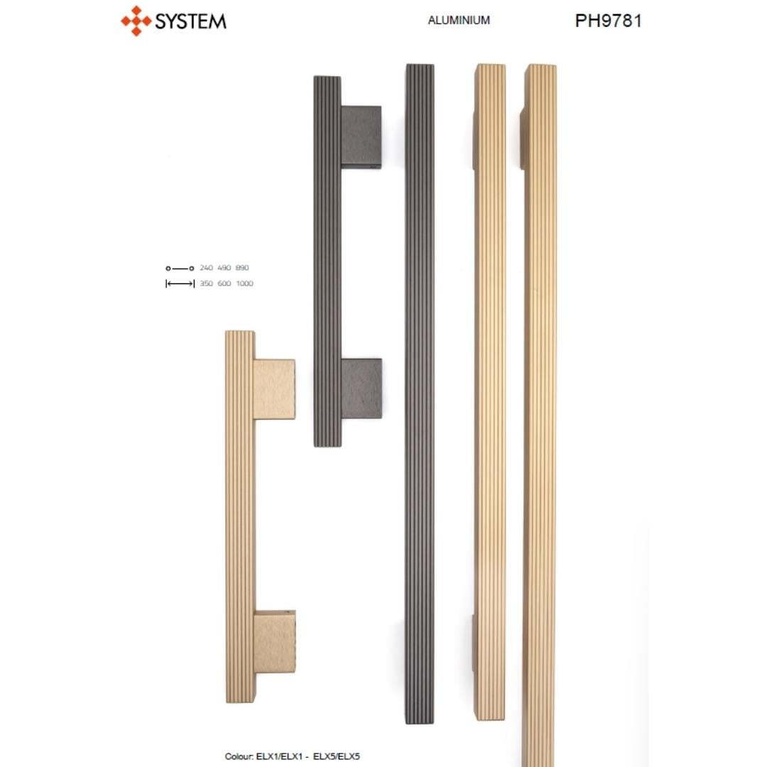 9781 Çizgili Çekme/Sürgü Kapı Kolu Kalaylı Siyah Saten