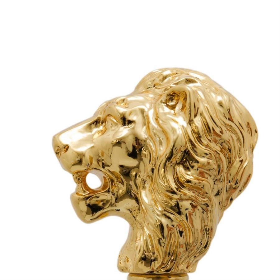 Altın Aslan Figürlü Siyah Baston 92 Cm