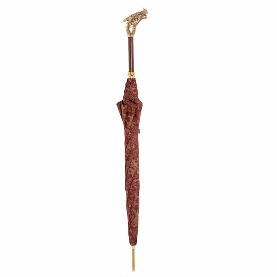 Altın Ejderha Figürlü Bordo Unisex Otomatik Şemsiye 95 cm