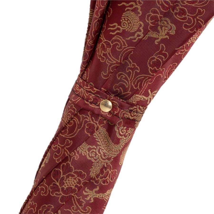 Altın Ejderha Figürlü Bordo Unisex Otomatik Şemsiye 95 cm