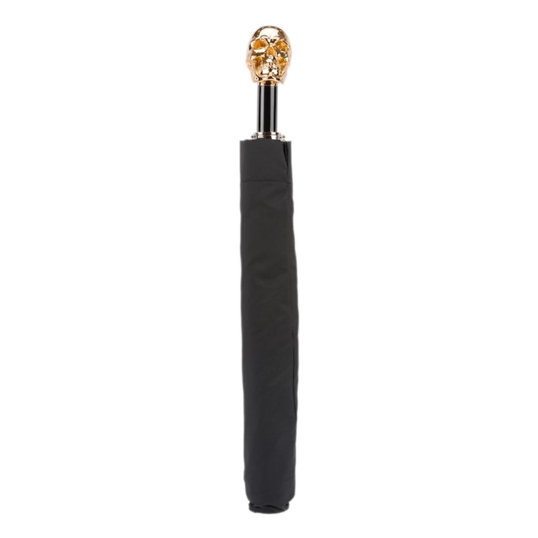 Gold Kafatası Figürlü Siyah Otomatik Şemsiye 95 cm