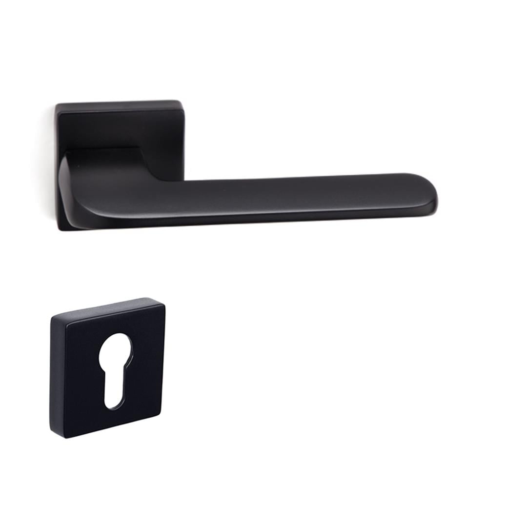 Atlas Rozetli Kapı Kolu Takımı Siyah Renk