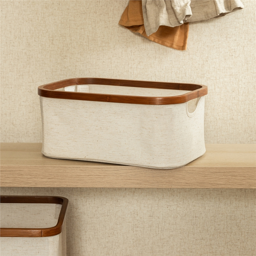 Bambu Saklama Sepeti Keten 30x30x30 cm