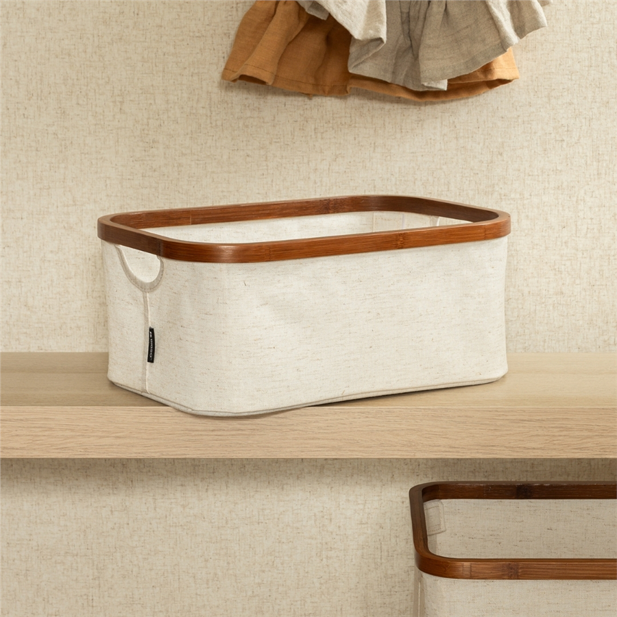 Bambu Saklama Sepeti Keten 30x30x30 cm