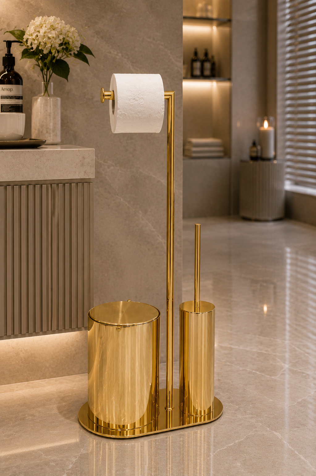 Banyo 3lü Hareketli Wc Set Altın 71x33x21 cm