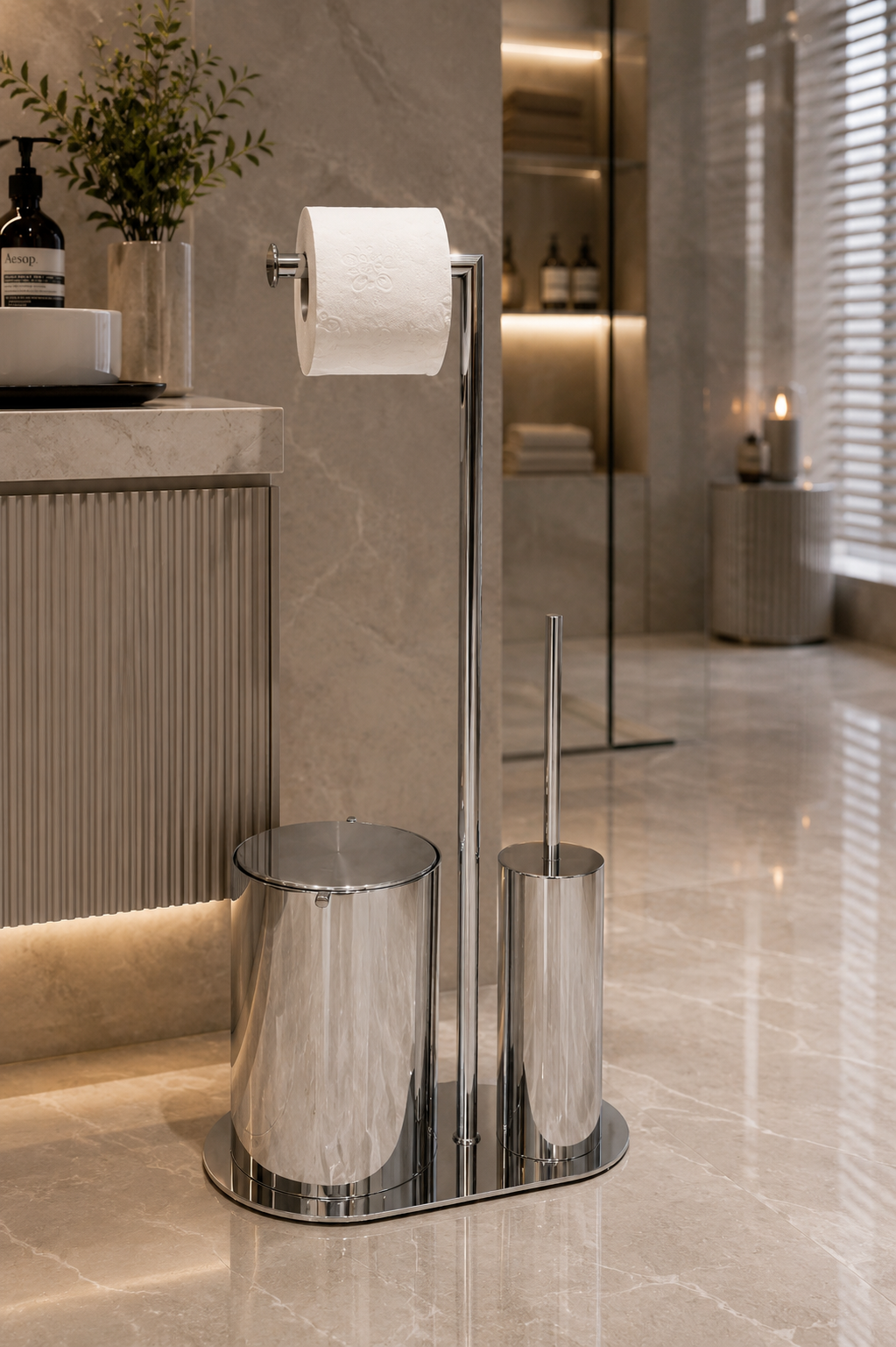 Banyo 3lü Hareketli Wc Set Krom 71x33x21 cm