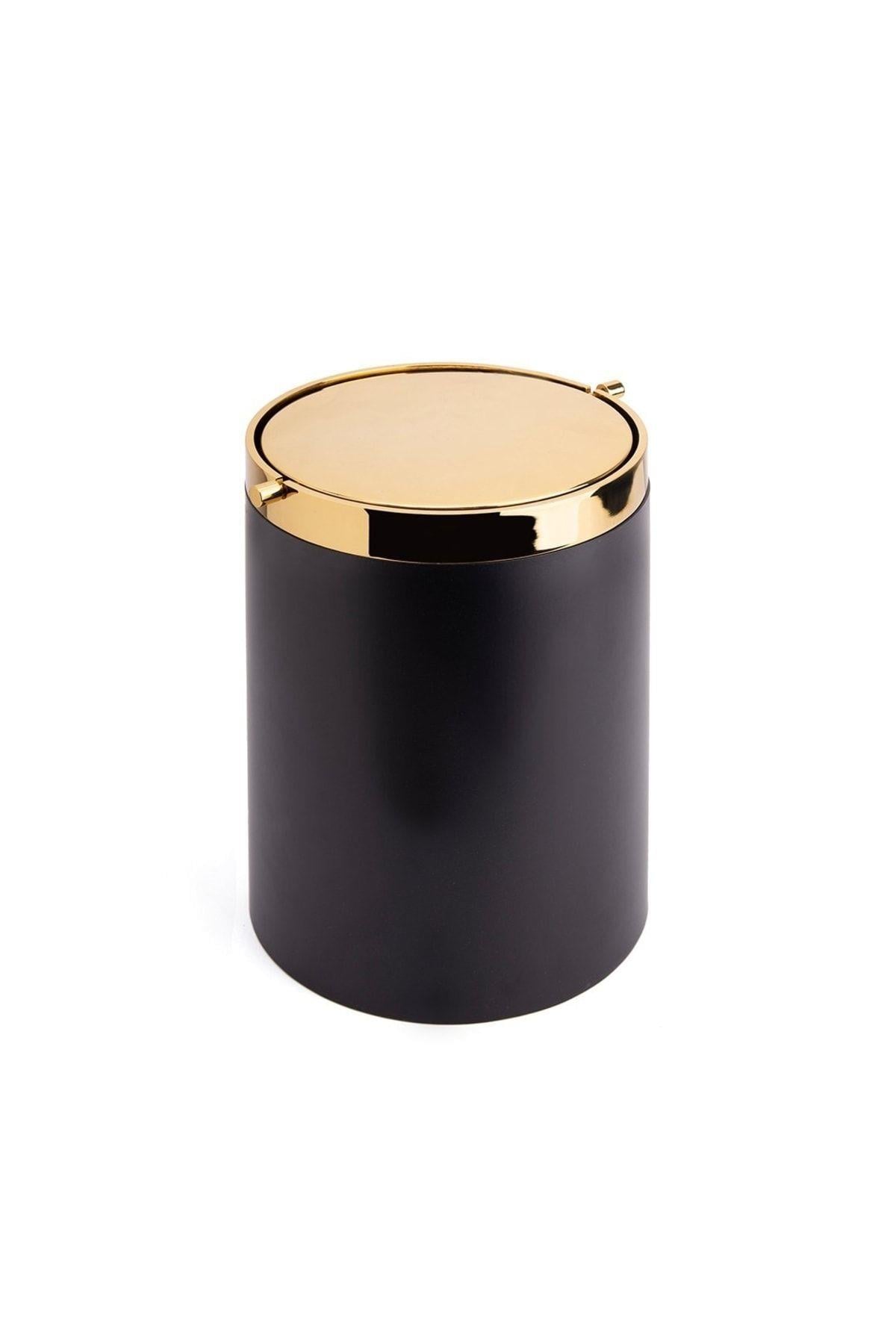 Banyo Çöp Kovası 4 L Siyah|Gold 