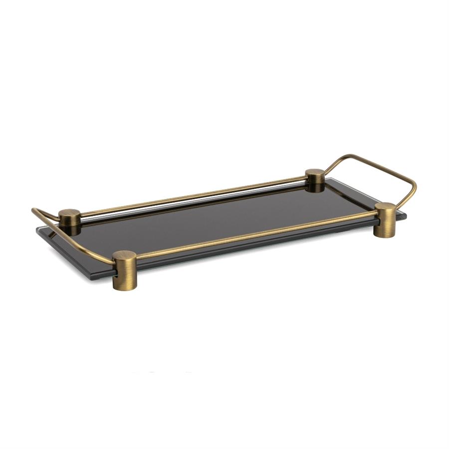 Tezgah Üstü Banyo Tepsi Cam Siyah|Antik 36x125x312 mm