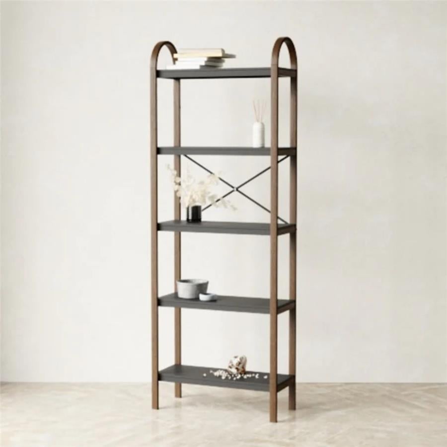 Bellwood 5 Katlı Raf Elbise Askılığı Siyah/Ceviz Renk 170x61 cm