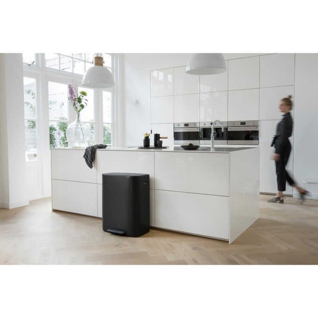 Bo Matt Black Pedallı Çöp Kutusu 2x30l
