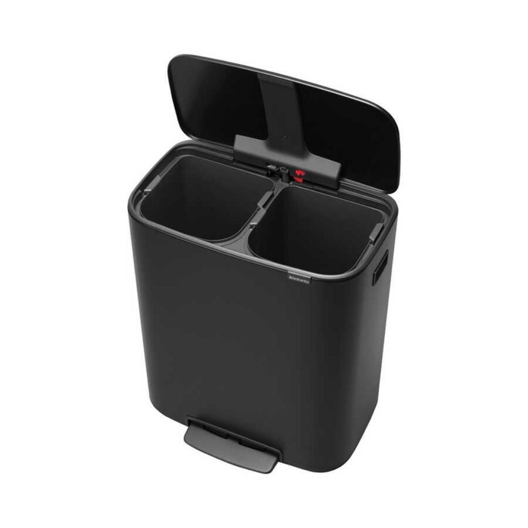 Bo Matt Black Pedallı Çöp Kutusu 2x30l