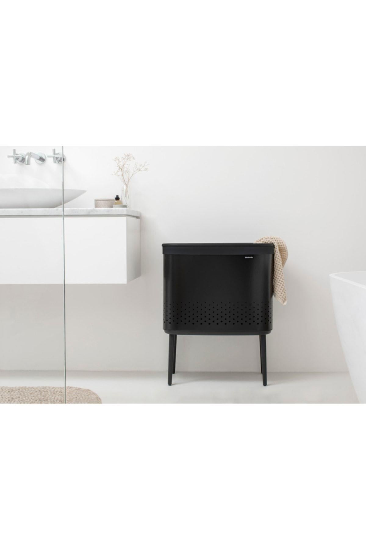 Bo Matt Black Plastik Kapaklı Çamaşır Sepeti 60L