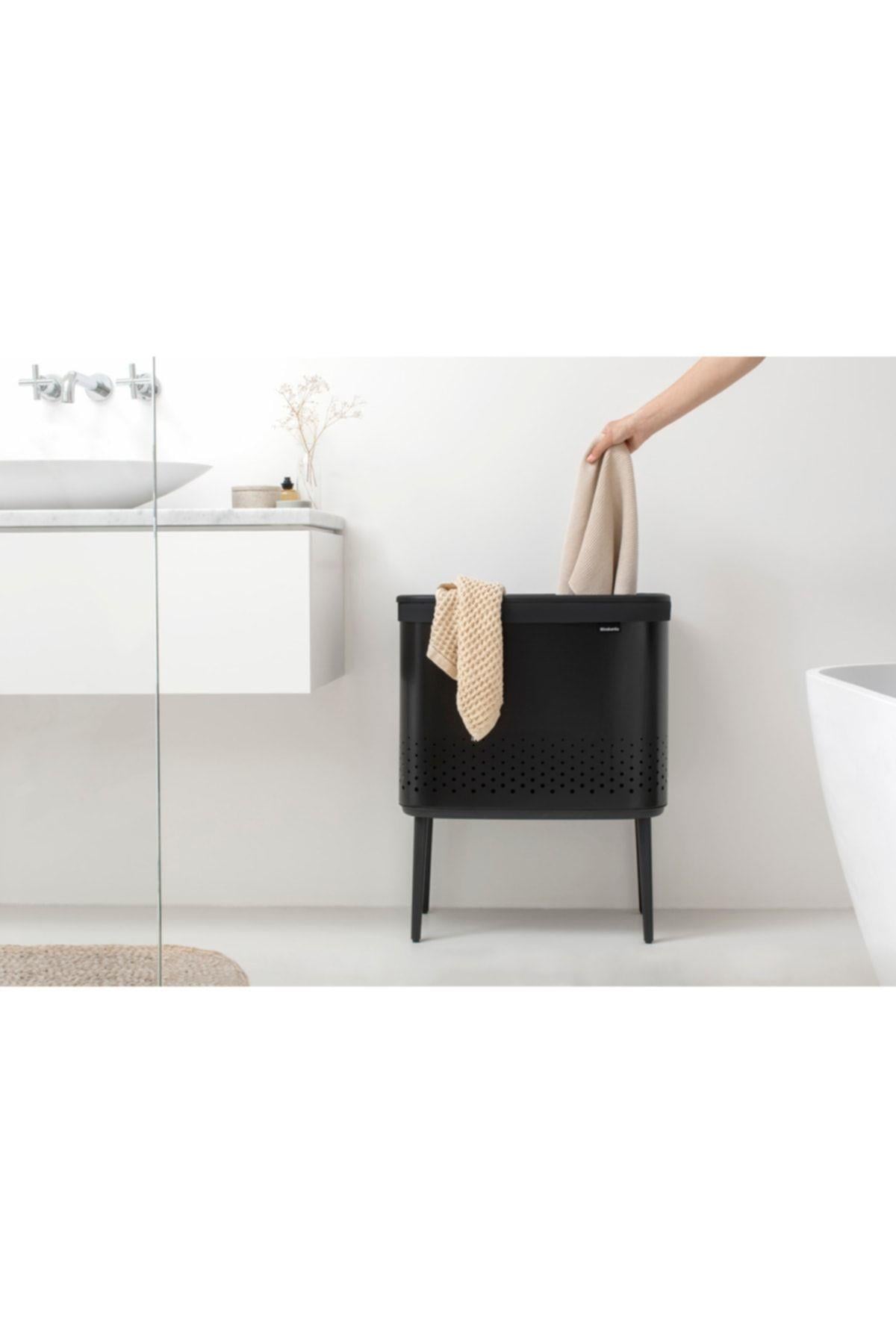 Bo Matt Black Plastik Kapaklı Çamaşır Sepeti 60L