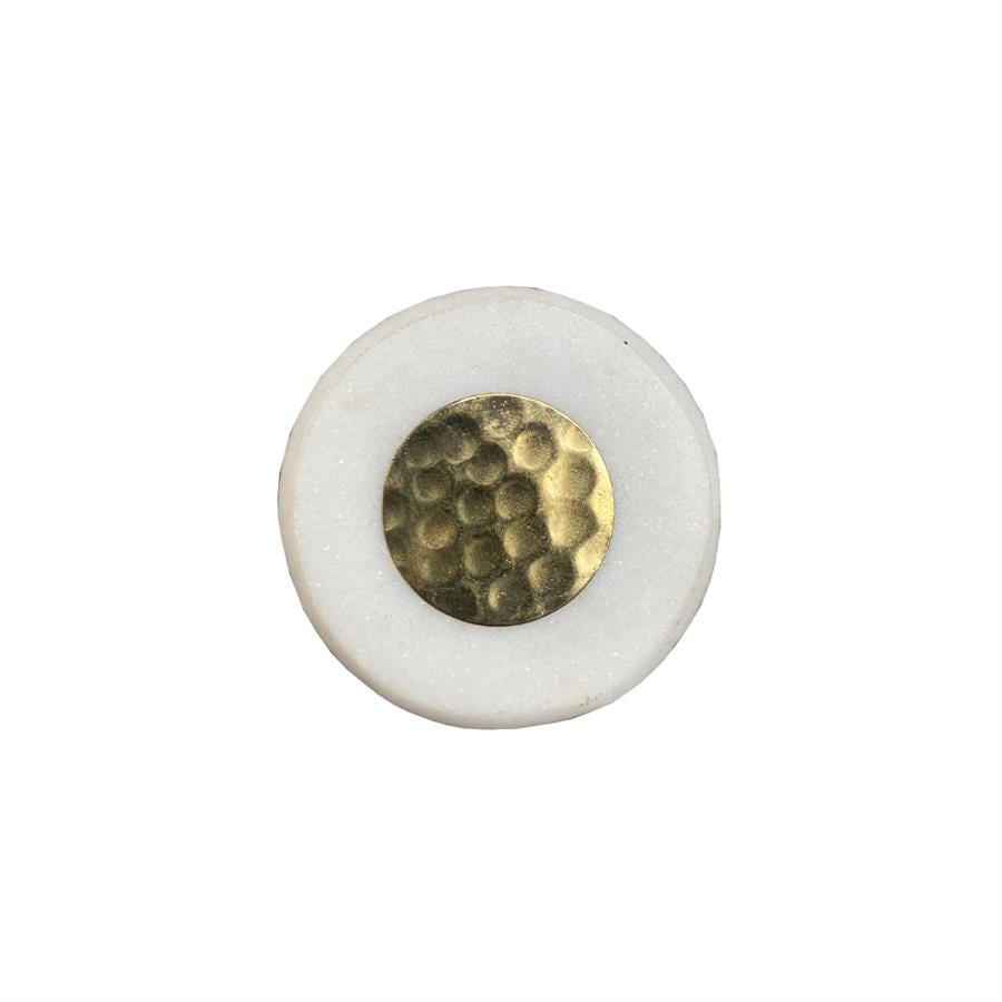 Çap 38Mm Beyaz Düğme Kulp / Doğal Taş