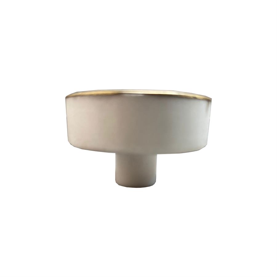 Beyaz/Mat Sarı Düğme Kulp Çap 38 mm
