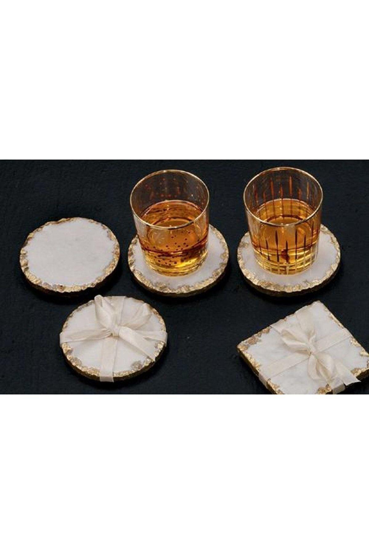 Carrara Yuvarlak Bardak Altlığı (4 Adet) - Ø 10.5 Cm