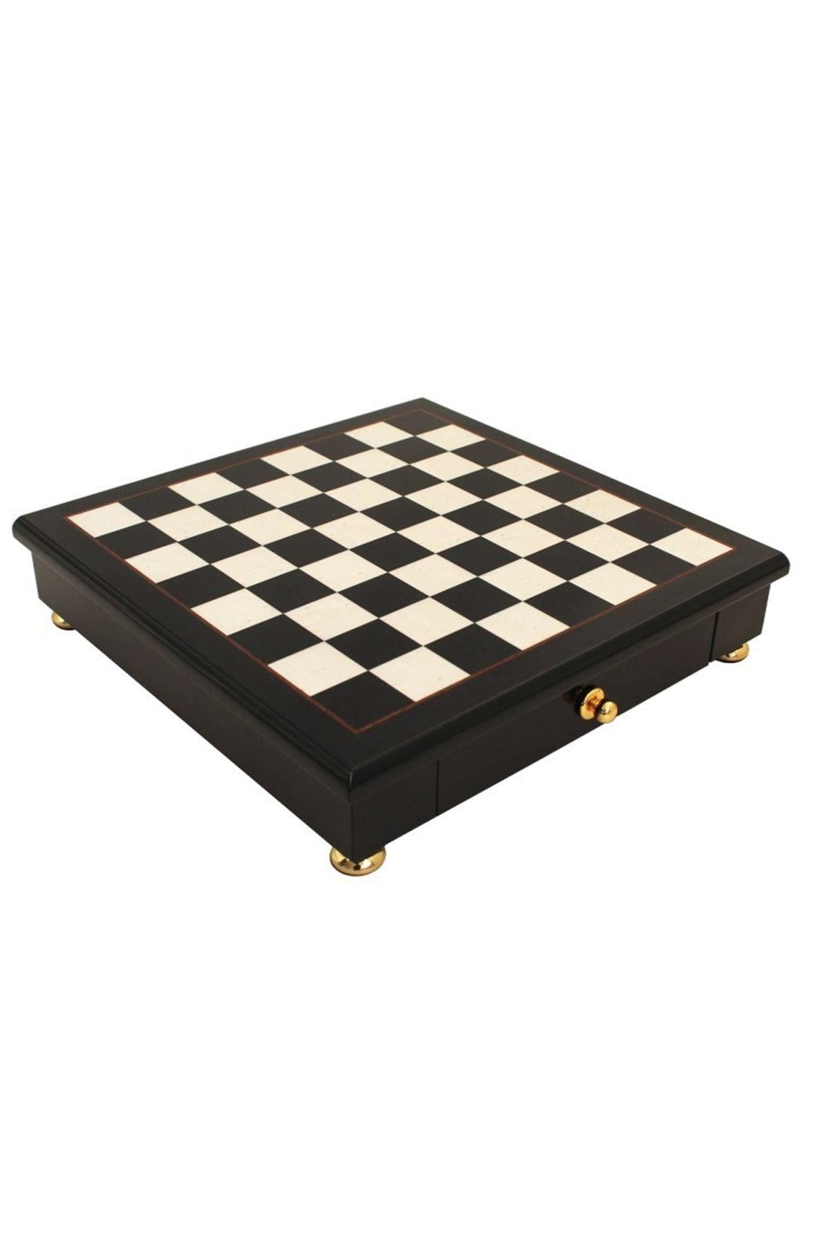 Çekmeceli Parlak Ahşap Satranç Tahtası - 32X32Xht.6 Cm - Kutu: 3,5 Cm